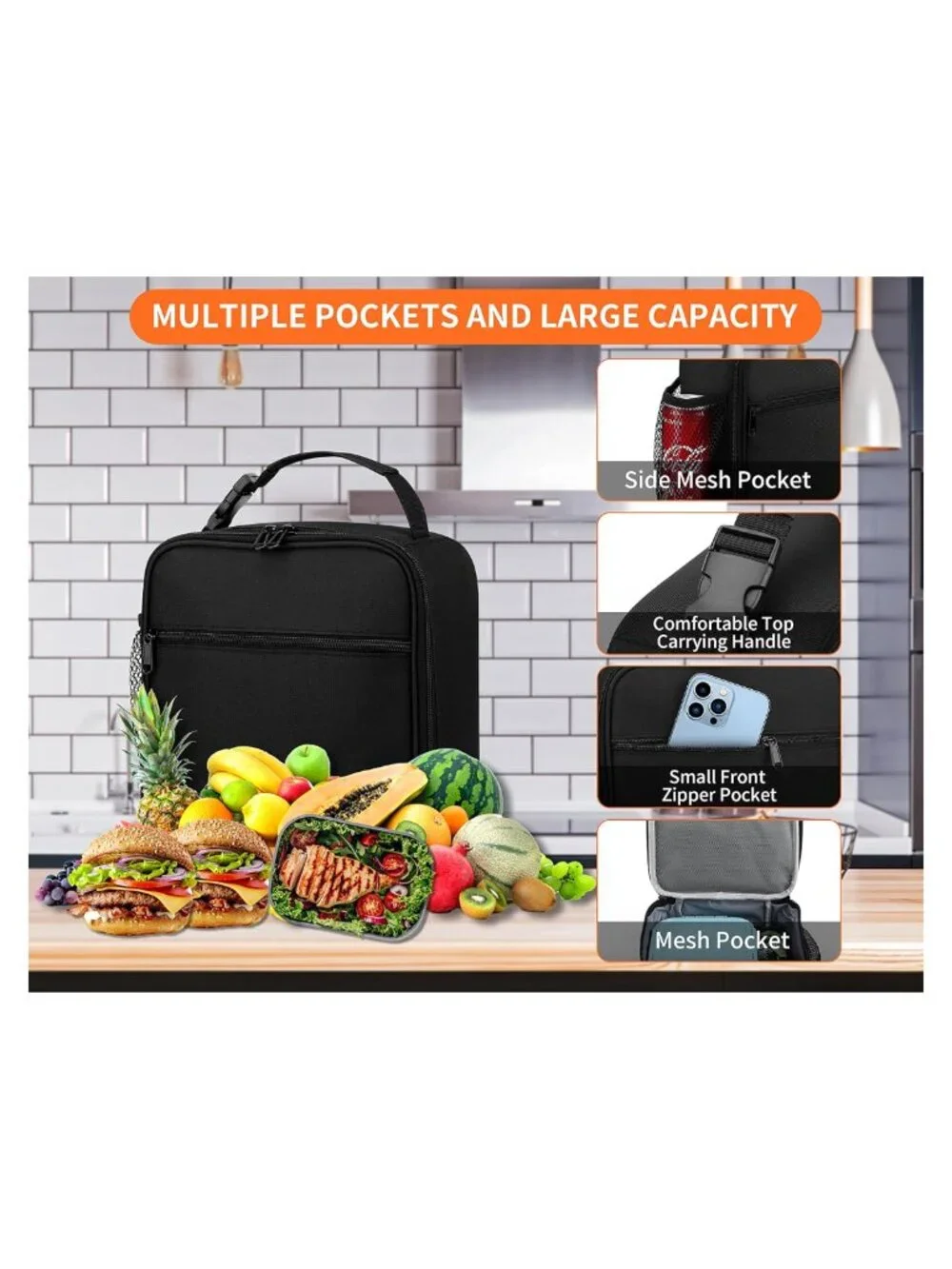 Insulated Lunch Bag Portable Lightweight Reusable Lunch Box for Men Women